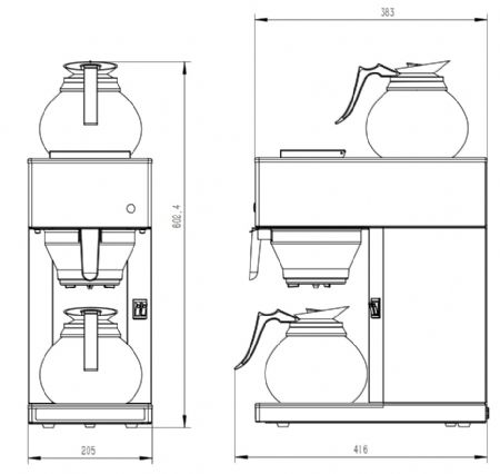 Machine a caf professionnelle inclus 2 carafe vitr 1.8l