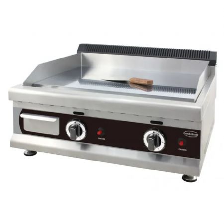 Plaque grill professionnelle  gaz avec 2 zones de cuisson en chrome lisse - 600x400 mm