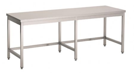 600 table de travail inox dessous ouvert largeur 2100 2100x600x900