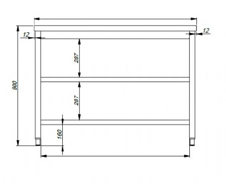 600 table de travail inox 2 tagre largeur 1400 1400x600x900