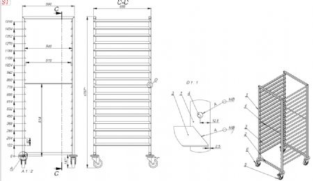 Chariots dbarassage  2/1gn 18x largeur 590 590x650x1800