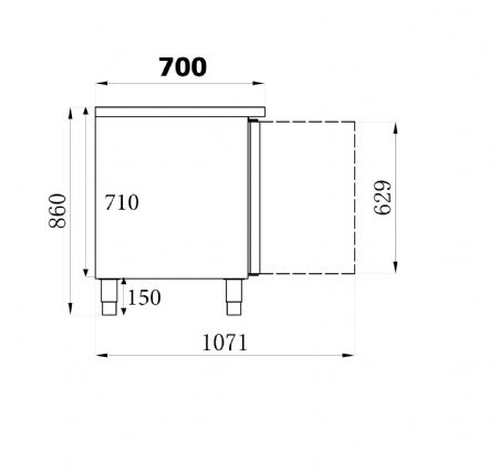 Table rfrigre professionnelle 2 portes 1360x700x850