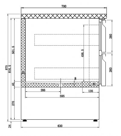 Table rfrigre professionnelle 6 drawers 1365x700x875