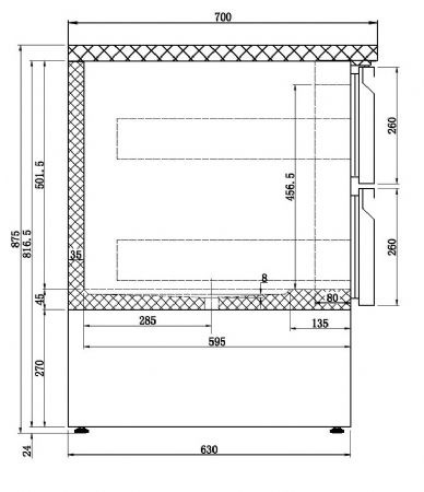 Table rfrigre professionnelle 6 drawers 1365x700x875