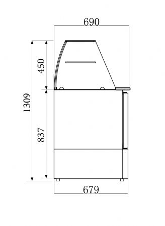 Saladette professionnelle rfrigre avec 2 portes vitres 900x700x850