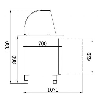 Table rfrigre professionnelle avec 2 portes vitres 1360x700x1365