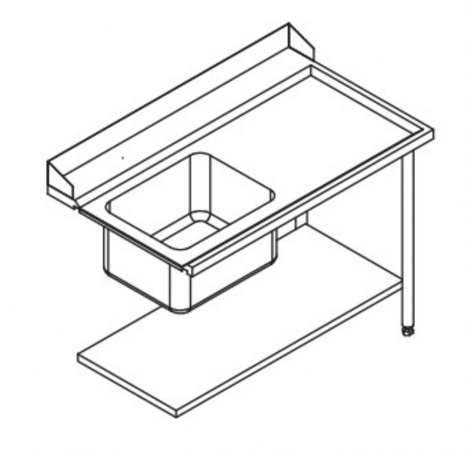 Table de prlavage pour machines  paniers 500 x 500 ou 600 x 500 - 80206