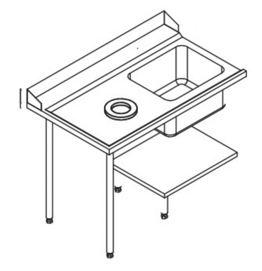 Table de prlavage pour machines  paniers 500 x 500 ou 600 x 500 - 80207