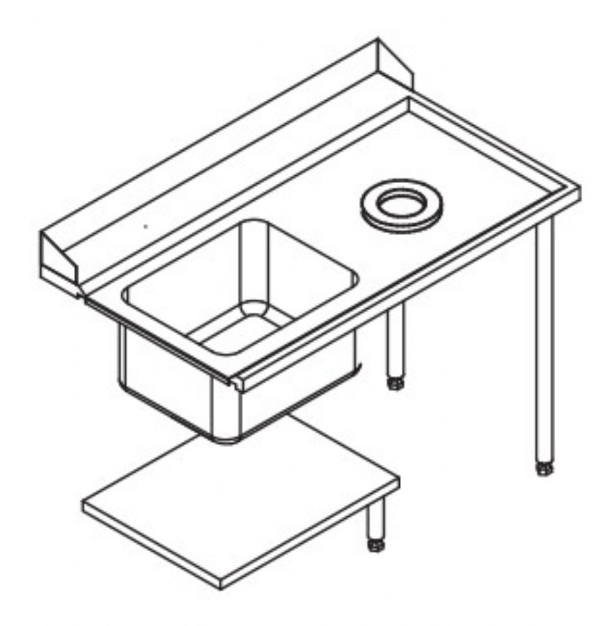 Table de prlavage pour machines  paniers 500 x 500 ou 600 x 500 - 80208