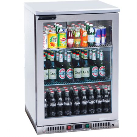 Armoire rfrigrateur professionnelle bar en inox avec 1 porte battante en verre 110 litres +2/+12C