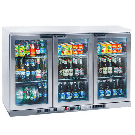 Armoire rfrigrateur professionnelle bar en inox avec 3 portes battante en verre 310 litres +2/+12C