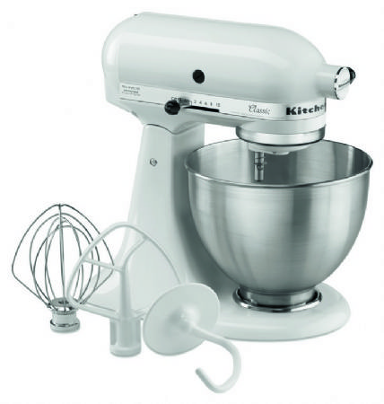 Batteur-mlangeur professionnel blanc avec bol inox 4,28 litres - 358x221x353 mm