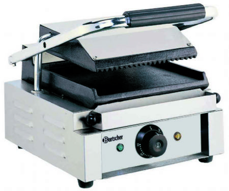 Grill contact panini simple plaque suprieure rainure et plaque infrieure lisse - 290x395x210 mm