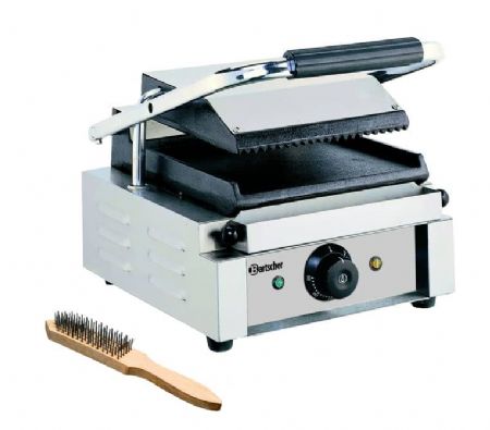 Grill contact panini simple plaque suprieure rainure et plaque infrieure lisse - 290x395x210 mm