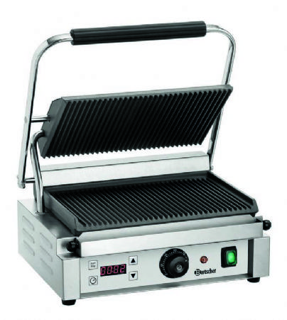 Grill contact lectrique pour panini avec 1 zone rainure - 410x400x200 mm