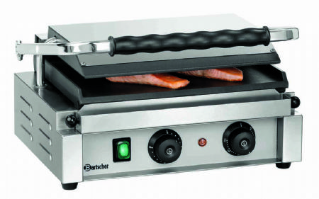 Grill contact panini simple plaques lisses avec minuteur - 410x400x200 mm