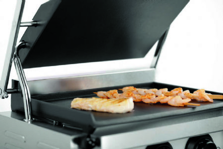 Grill contact panini simple plaques lisses avec minuteur et affichage numrique - 405x410x240 mm