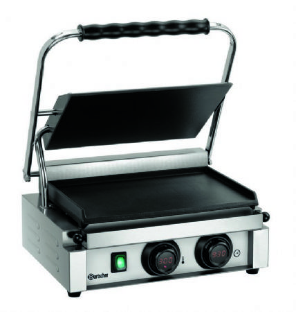 Grill contact panini simple plaques lisses avec minuteur et affichage numrique - 405x410x240 mm