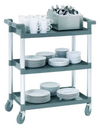 Chariot de service en plastique et aluminium 3 tages - 830x415x940 mm