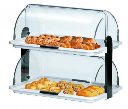 Vitrine ptisserie buffet double blanc - 470x315x415 mm