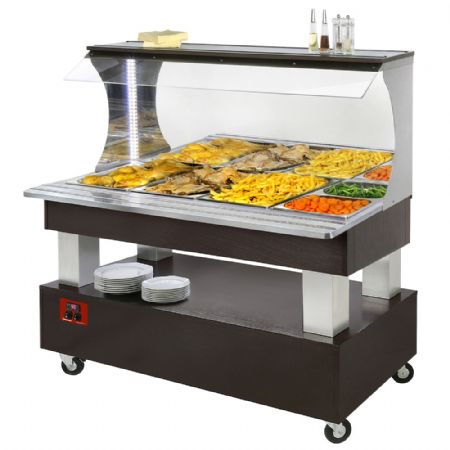 Buffet chauffant mural, bain marie, 4x GN1/1-150 (Bois Weng) 1495x690x1405 mm