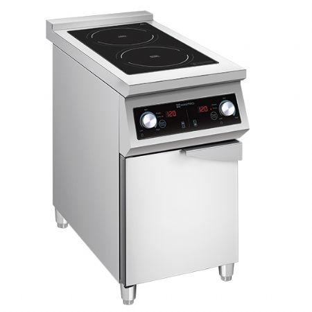 Plaque induction pro 2 zones de cuisson 5 0 kW sur coffre 1 porte