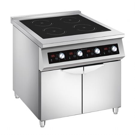 Plaque induction pro 4 zones de cuisson 5 0 kW sur coffre 2 portes