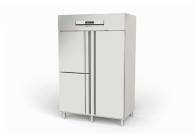 Armoire ngative inox GN2/1 avec 1 porte et 2 portillons pleins isolation 75 mm - 1404 litres