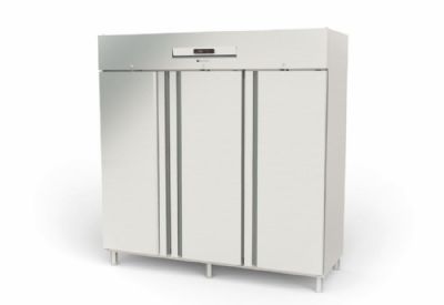 Armoire ngative inox GN2/1 avec 3 portes pleines isolation 75 mm - 1404 litres