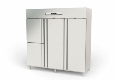 Armoire ngative inox GN2/1 avec 2 portes et 2 portillons pleins isolation 75 mm - 1404 litres