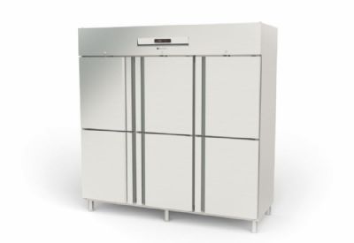 Armoire ngative inox GN2/1 avec 6 portillons pleins isolation 75 mm - 1404 litres