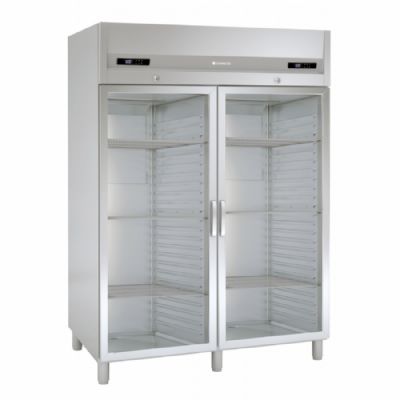 Armoire ngative inox GN2/1 avec 2 portes vitres isolation 85 mm - 1220 litres