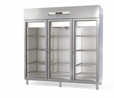 Armoire ngative inox GN2/1 avec 3 portes vitres isolation 75 mm - 2197 litres