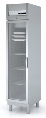 Armoire ngative inox GN1/1 avec 1 porte vitre isolation 85 mm - 303 litres