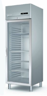 Armoire ngative inox GN2/1 avec 1 porte vitre isolation 75 mm - 645 litres