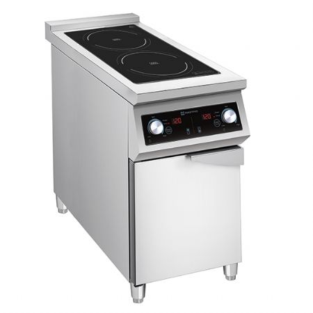 Plaque induction professionnelle 2 zones de cuisson 5 0 kW sur coffre 1 porte