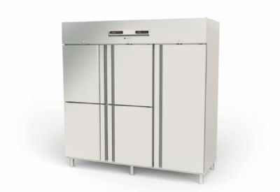 Armoire positive GN2/1 avec 1 porte 4 portillons et compartiment ngatif isolation 75 mm - 2092 litres