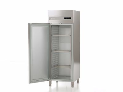 Armoire positive inox GN2/1 avec 1 porte pleine isolation 85 mm - 610 litres