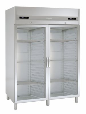 Armoire positive inox GN2/1 avec 2 portes vitres isolation 85 mm - 1220 litres