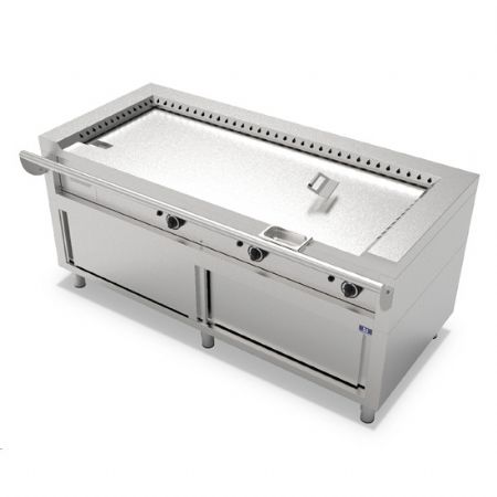 Grill japonais Teppanyaki lectrique sur soubassement ferm 3 zones