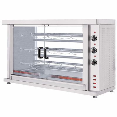 Rôtissoire électrique à poulets avec éclairage 3 broches pour 12-15 poulets Rôtissoire électrique à poulets avec éclairage 3 broches pour 12-15 poulets