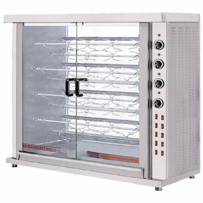 Rôtissoire électrique à poulets avec éclairage et 9 broches 36-45 poulets Rôtissoire électrique à poulets avec éclairage et 9 broches 36-45 poulets