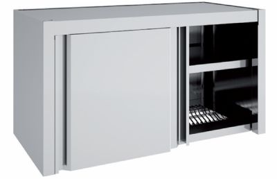 Armoire suspendue en inox avec portes coulissantes et gouttoir - 1000x400x600 mm