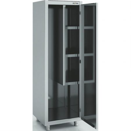 Armoire haute en inox avec portes battantes - 1400x600x1900 mm