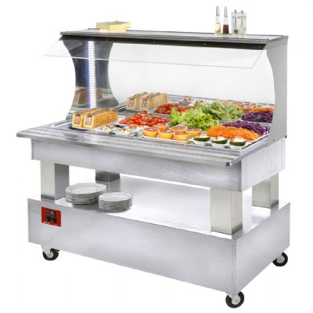 Buffet - Salad bar mural, rfrigr, 4x GN1/1-150 (Bois Blanc) 1495x690x1405 mm