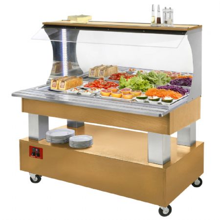 Buffet - Salad bar mural, rfrigr, 4x GN1/1-150 (Bois Chne clair) 1495x690x1405 mm