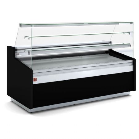 Vitrine de comptoir neutre, vitre ptisserie, avec rserve neutre - NOIR 1055x960x1300 mm