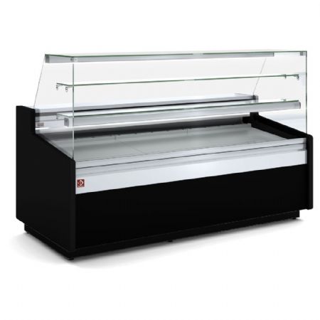 Vitrine de comptoir ventil, vitre ptisserie, avec rserve - NOIR 1055x960x1300 mm