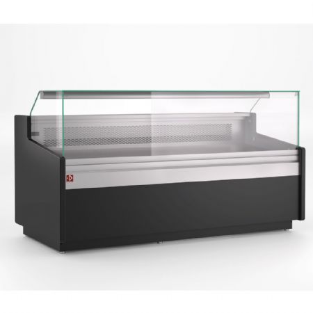 Vitrine de comptoir neutre, vitre ptisserie, avec rserve neutre - NOIR 1525x960x1300 mm