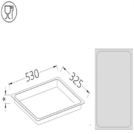 Bac gastro inox GN 1/1, hauteur 100 mm